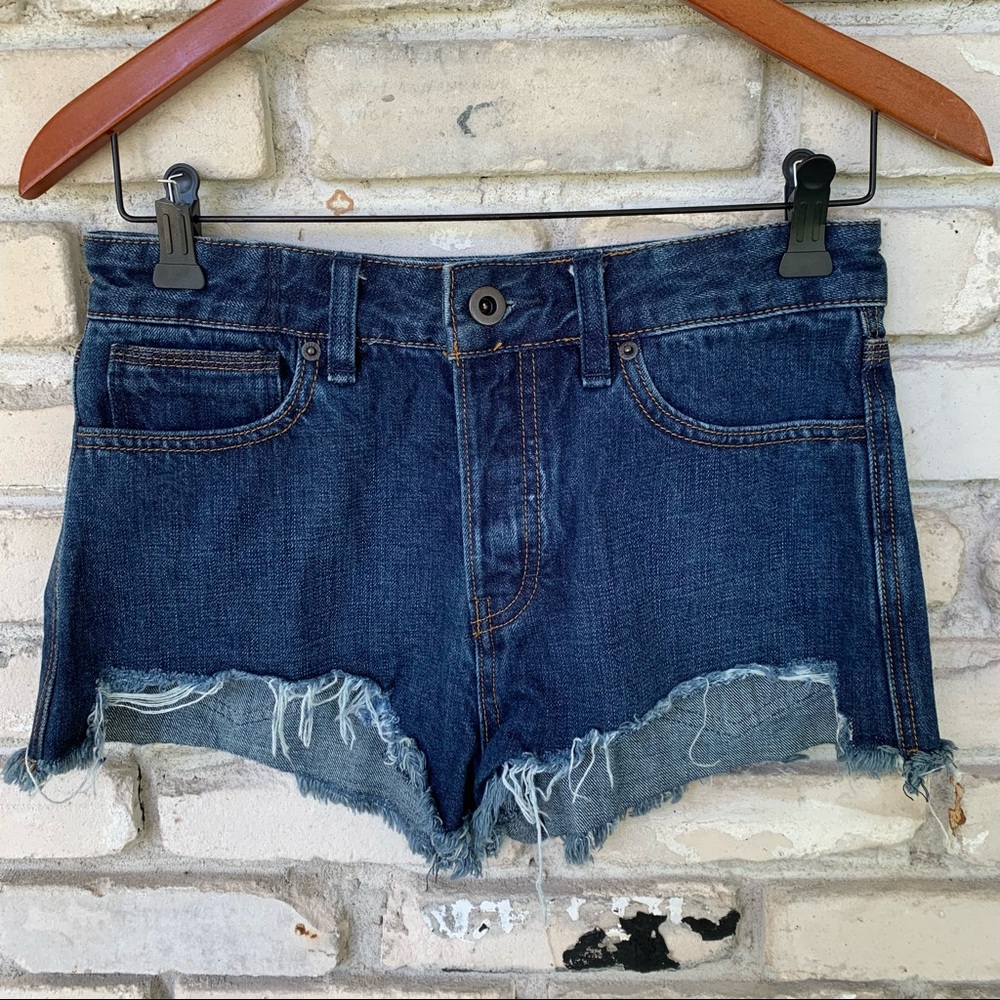 Free people dark denim  higher rip front shorts